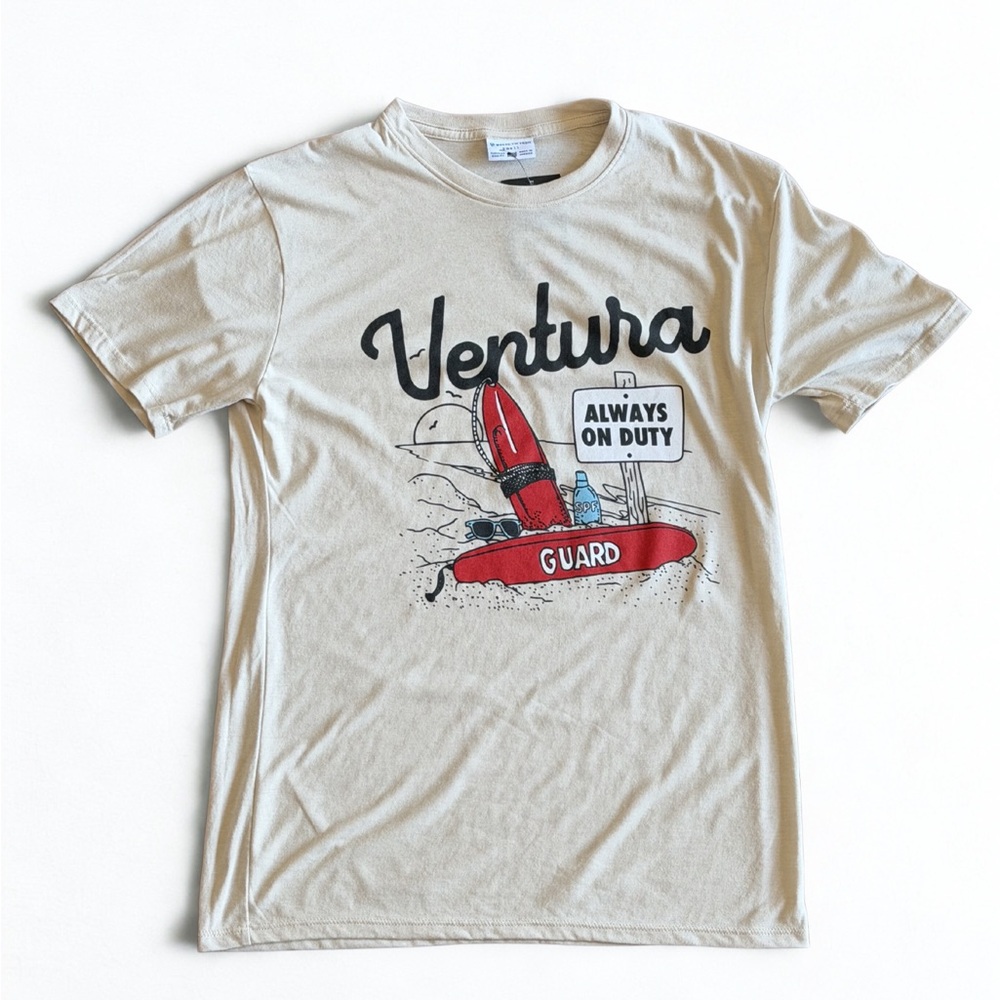 Aventura Surf Graphic Tee - Cream and Red
